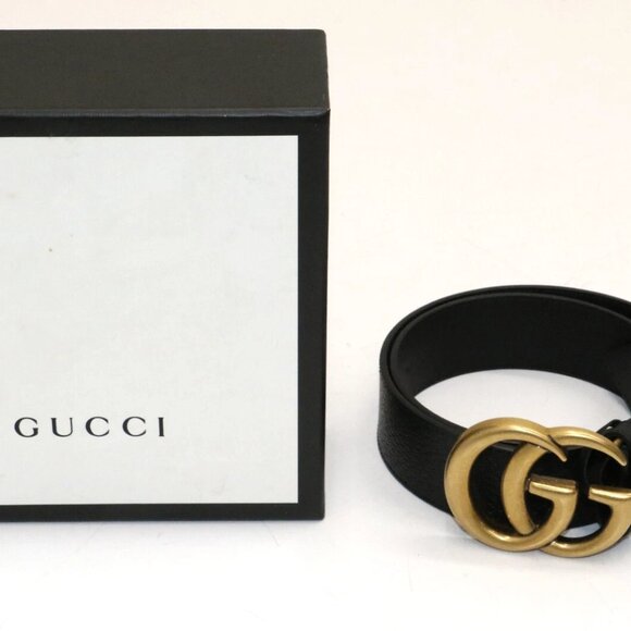Gucci GG Marmont Men's wide belt 75/30 - Black/Gold - Picture 1 of 16